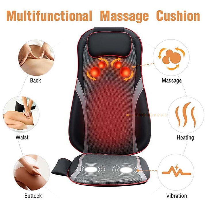 Lisslune | Shiatsu Full Body Back Massager with Heat & Adjustable Seat – Stress & Pain Relief Cushion