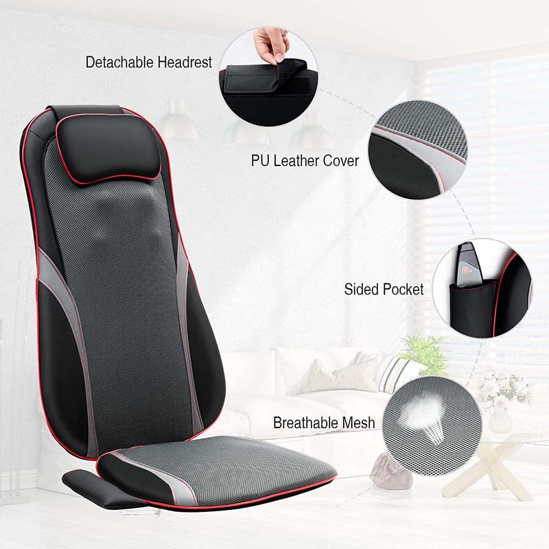 Lisslune | Shiatsu Full Body Back Massager with Heat & Adjustable Seat – Stress & Pain Relief Cushion