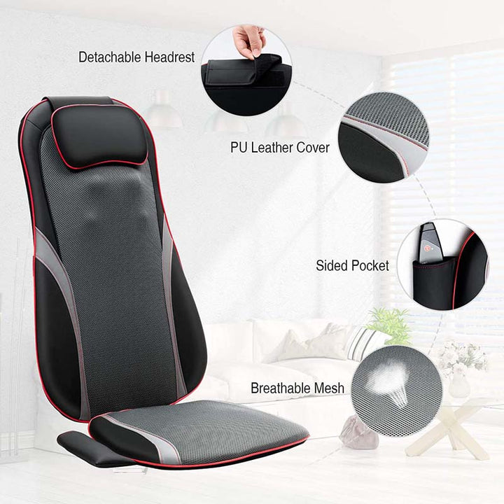 Lisslune | Shiatsu Full Body Back Massager with Heat & Adjustable Seat – Stress & Pain Relief Cushion