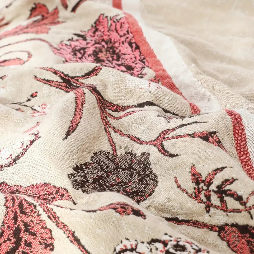 Lisslune | Elira Rose Floral Cotton Blanket