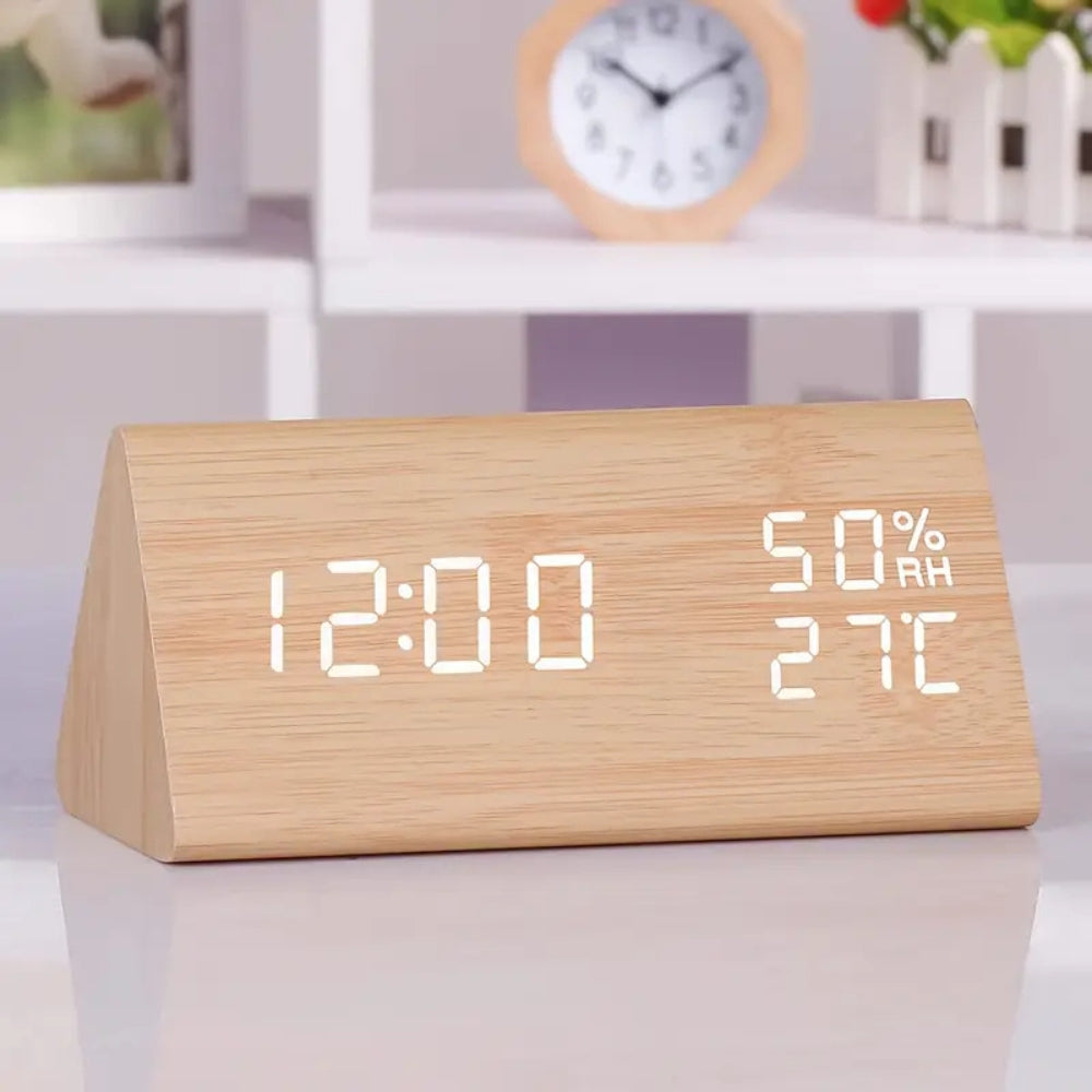 Lisslune | Elora Wooden LED Alarm Clock Digital Display