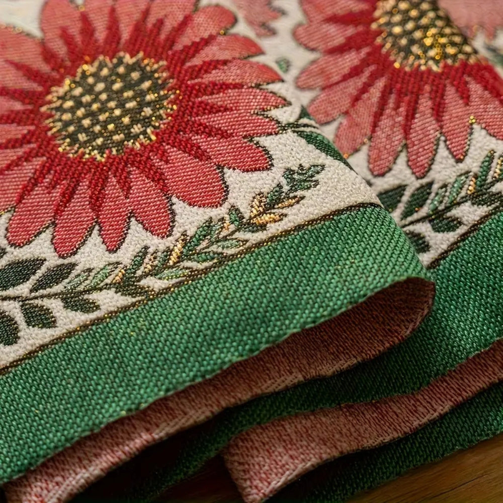 Lisslune | Embroidered Floral Tassel Table Runner