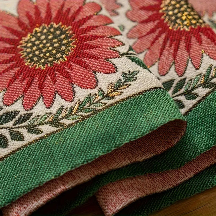 Lisslune | Embroidered Floral Tassel Table Runner