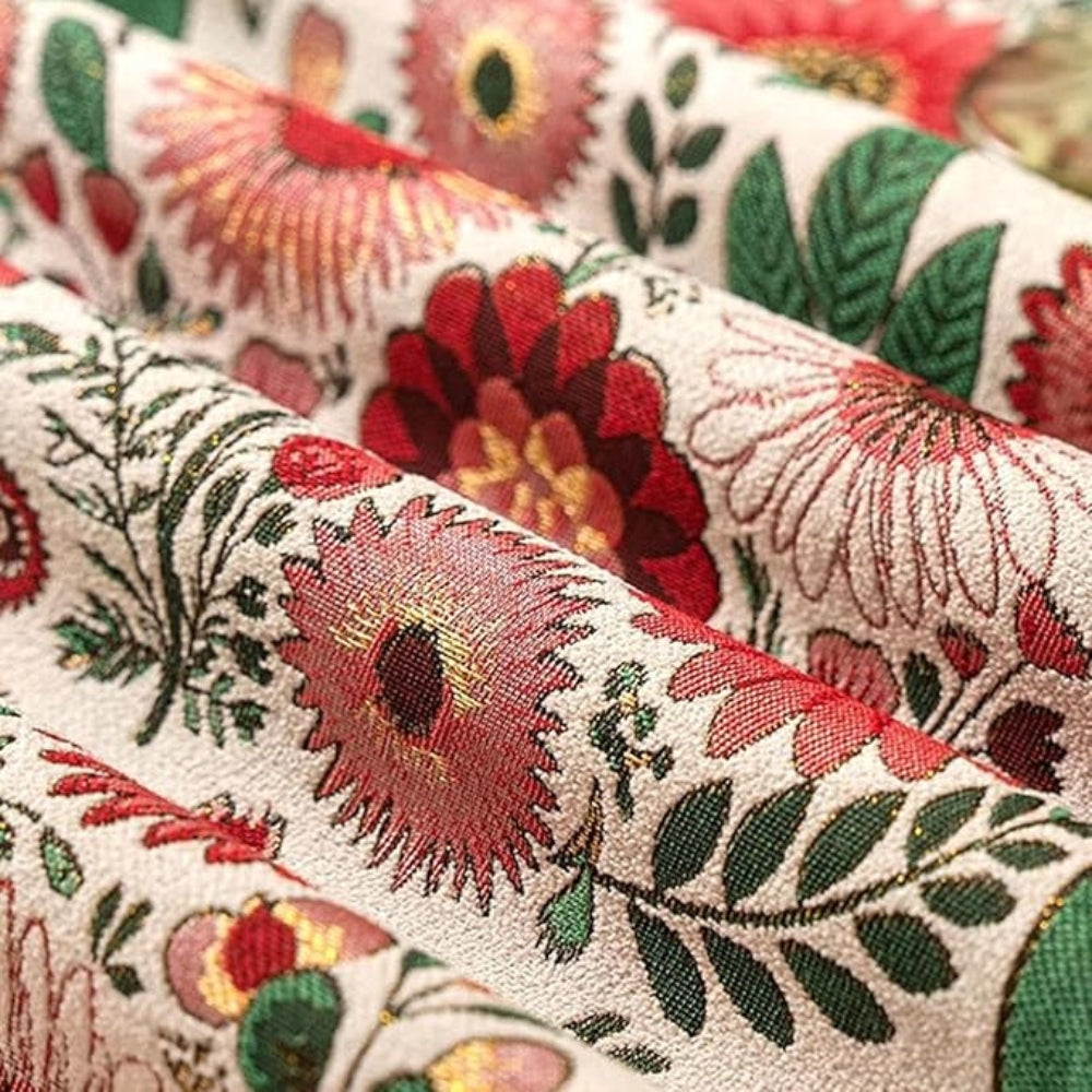 Lisslune | Embroidered Floral Tassel Table Runner