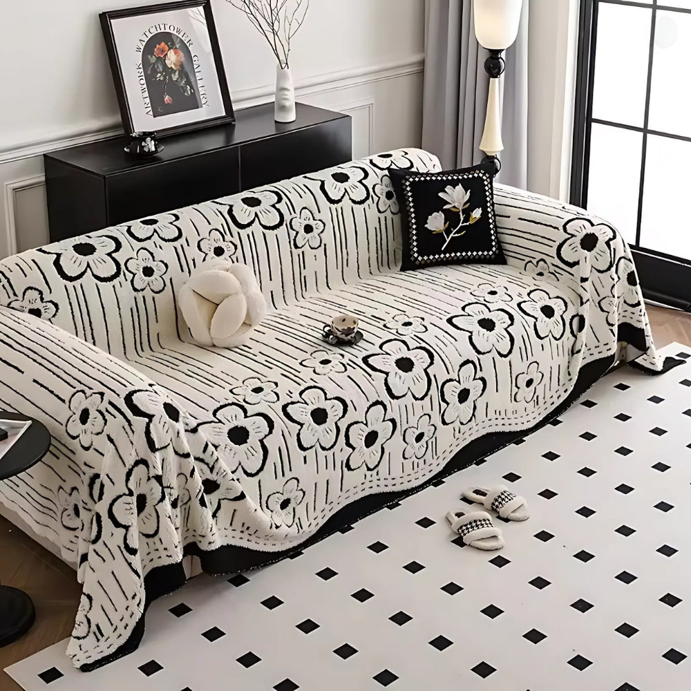 Lisslune | Embroidered Flower Soft Sofa Cover