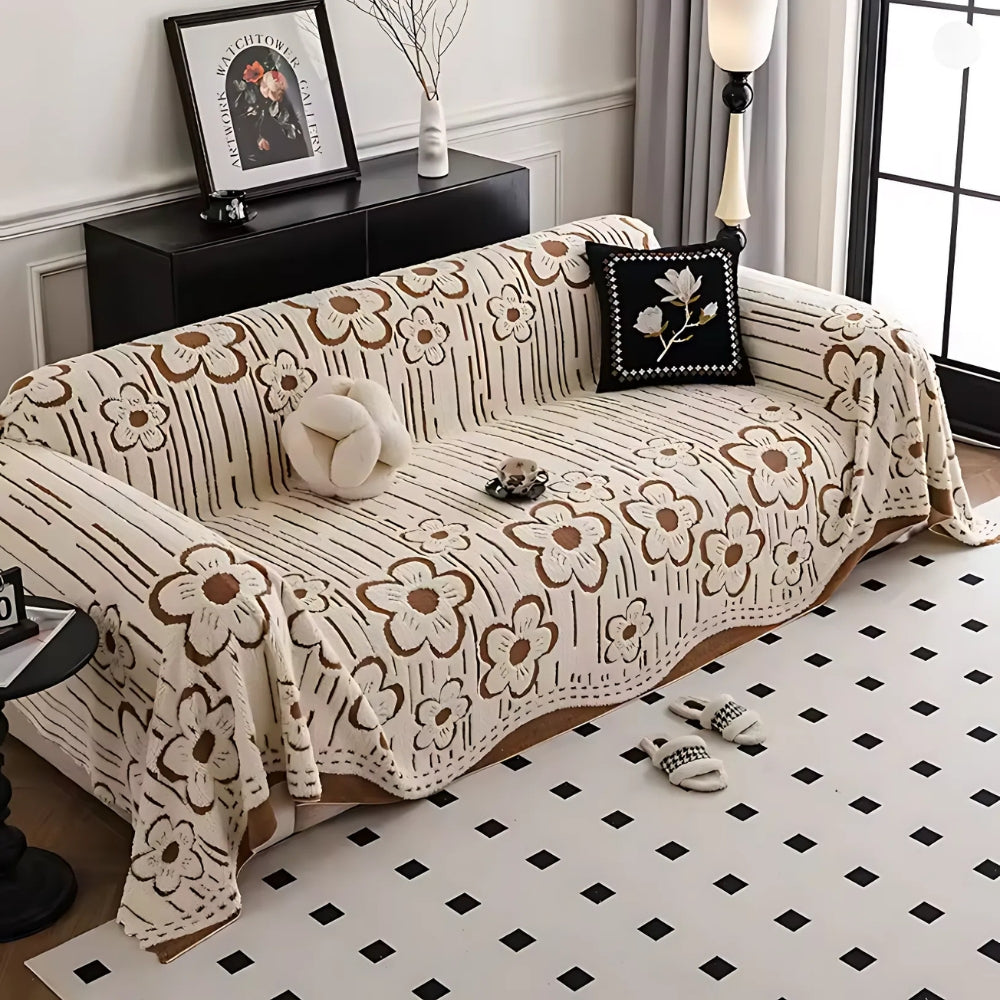 Lisslune | Embroidered Flower Soft Sofa Cover