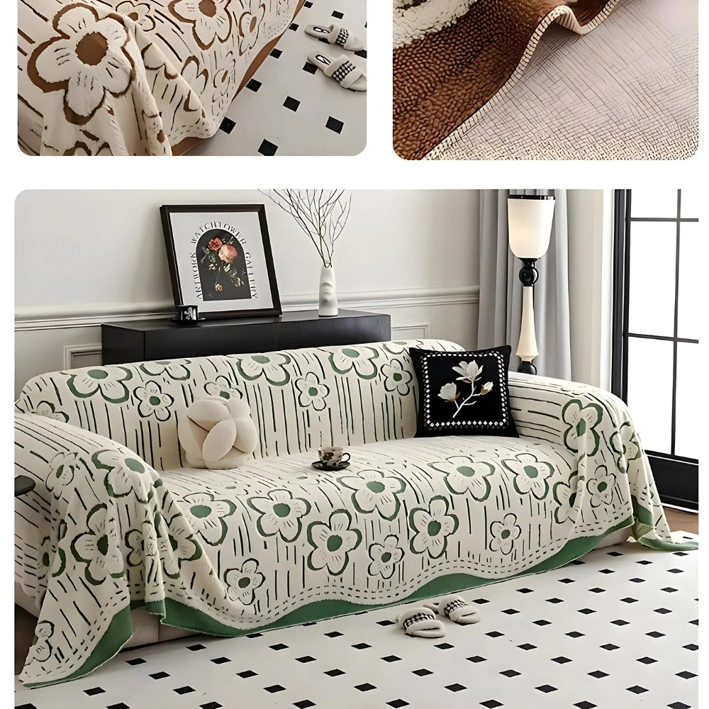 Lisslune | Embroidered Flower Soft Sofa Cover
