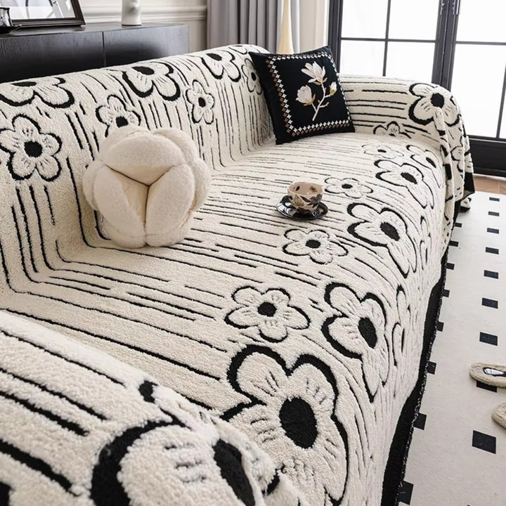 Lisslune | Embroidered Flower Soft Sofa Cover