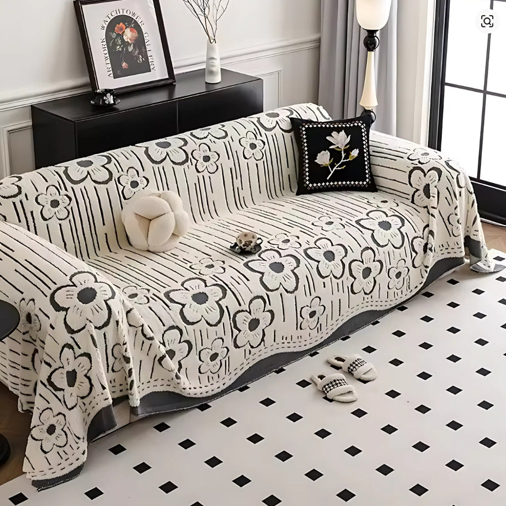 Lisslune | Embroidered Flower Soft Sofa Cover