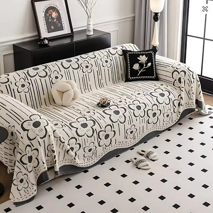 Lisslune | Embroidered Flower Soft Sofa Cover