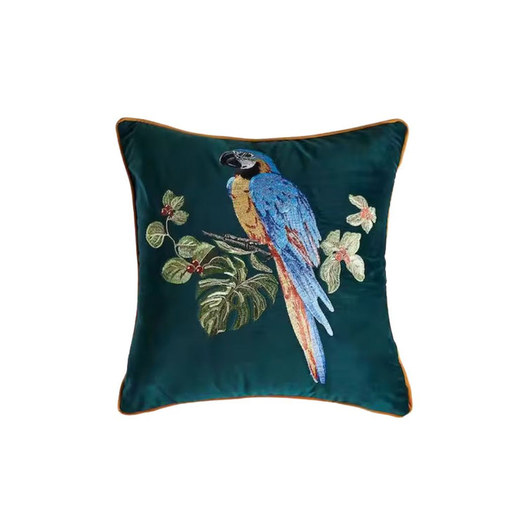 Lisslune | Embroidered Parrot Cushion