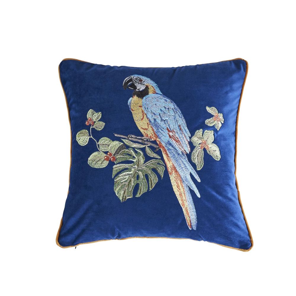 Lisslune | Embroidered Parrot Cushion