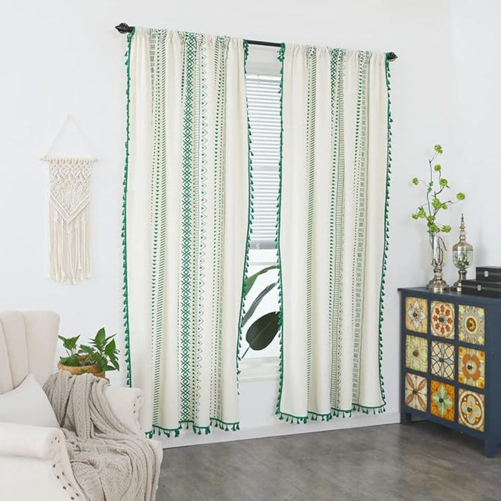 Lisslune | Emerald Tribe Boho Tassel Curtain