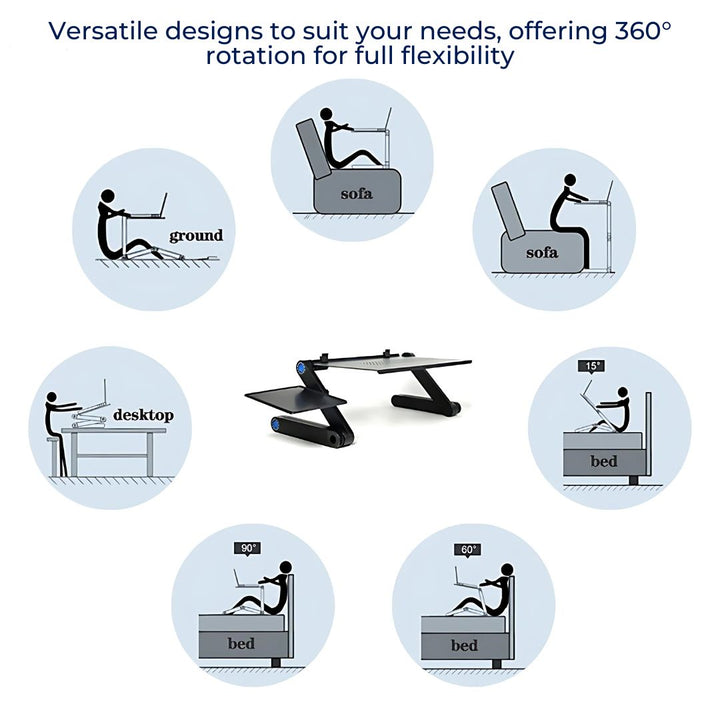 Lisslune | Adjustable Laptop Stand for Bed, Couch & Desk - Ergonomic Design with Cooling Function for Comfort and Productivity