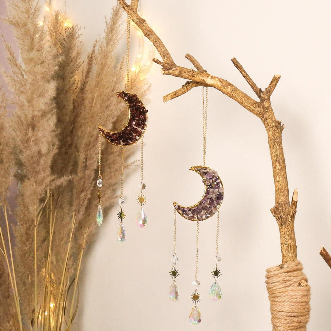 Lisslune | Enchanting Sun and Moon Crystal Dreamcatcher Pendant Necklace