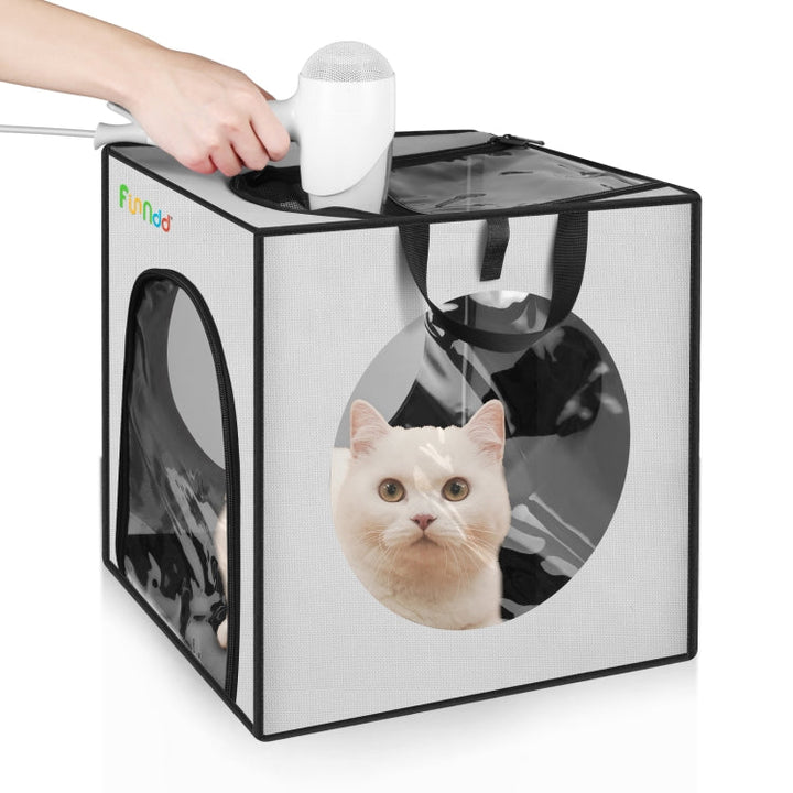 FUNADD Pet Bath Drying Box Portable Foldable Dryer Cage, suitable for pets up to 5kg (Gray)