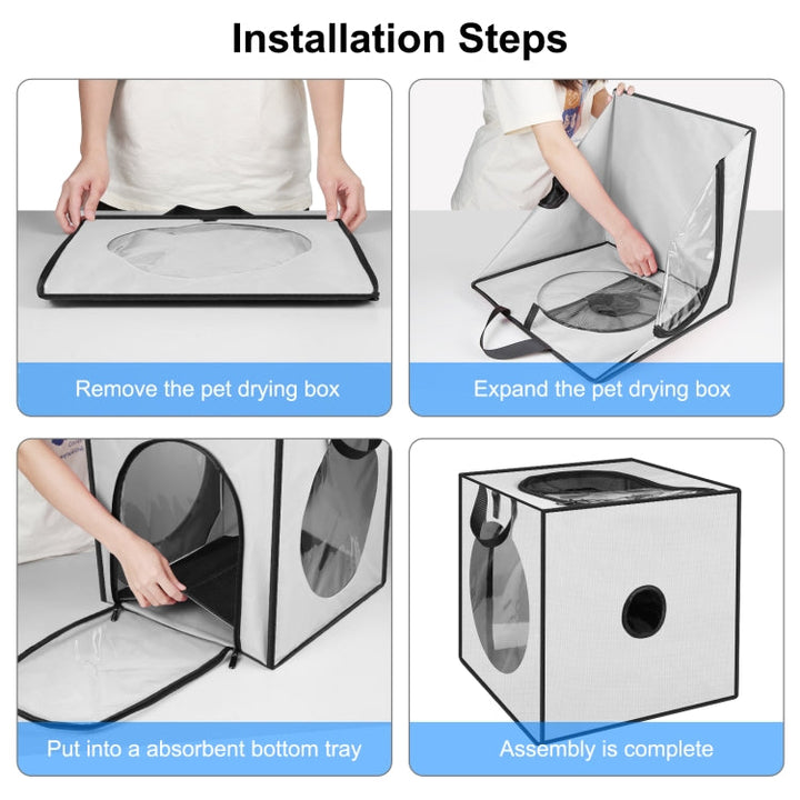 FUNADD Pet Bath Drying Box Portable Foldable Dryer Cage, suitable for pets up to 5kg (Gray)