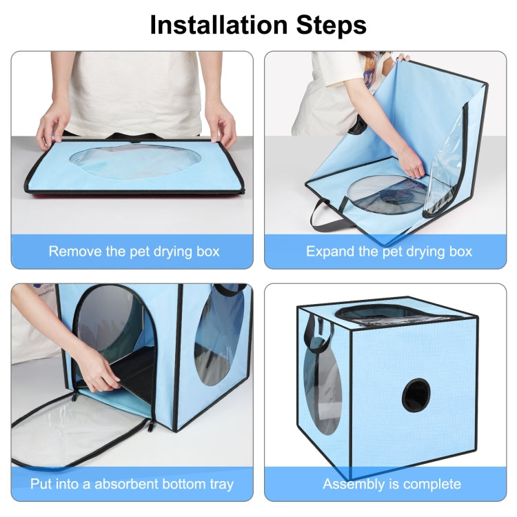 FUNADD Pet Bath Drying Box Portable Foldable Dryer Frame, Suitable for Pets up to 5kg (Blue)