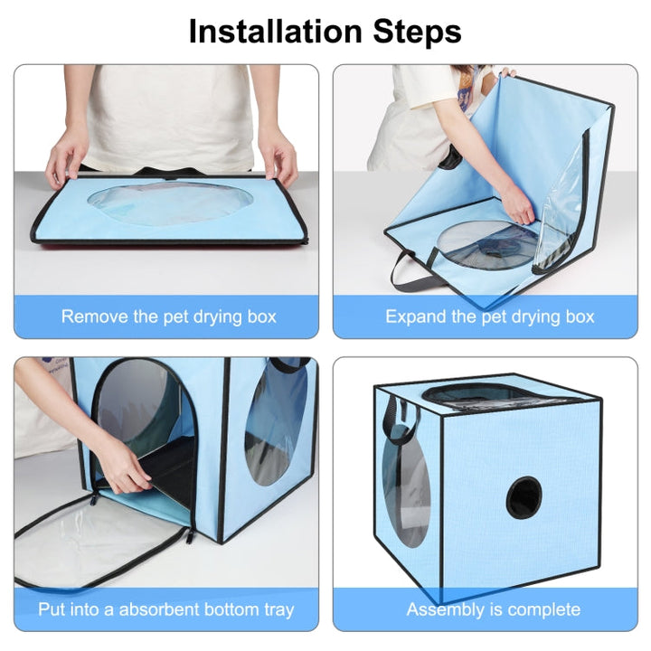 FUNADD Pet Bath Drying Box Portable Foldable Dryer Frame, Suitable for Pets up to 5kg (Blue)