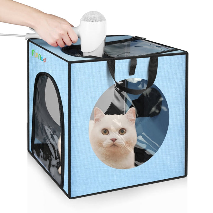 FUNADD Pet Bath Drying Box Portable Foldable Dryer Frame, Suitable for Pets up to 5kg (Blue)