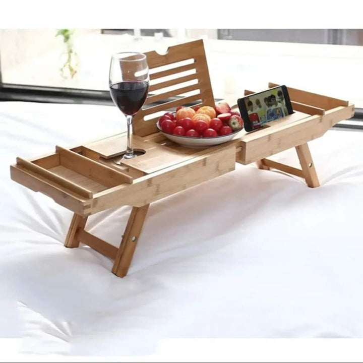 Lisslune | Expandable Bamboo Bathtub/ Caddy Tray with Stands
