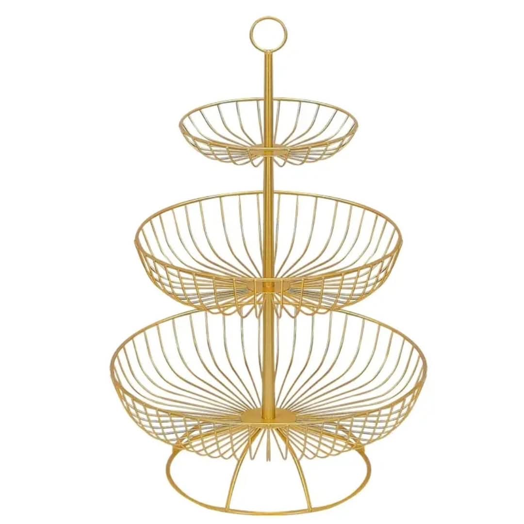 Lisslune | Luxury 3-Tier Vegetable and Fruit Rack in Gold and Black