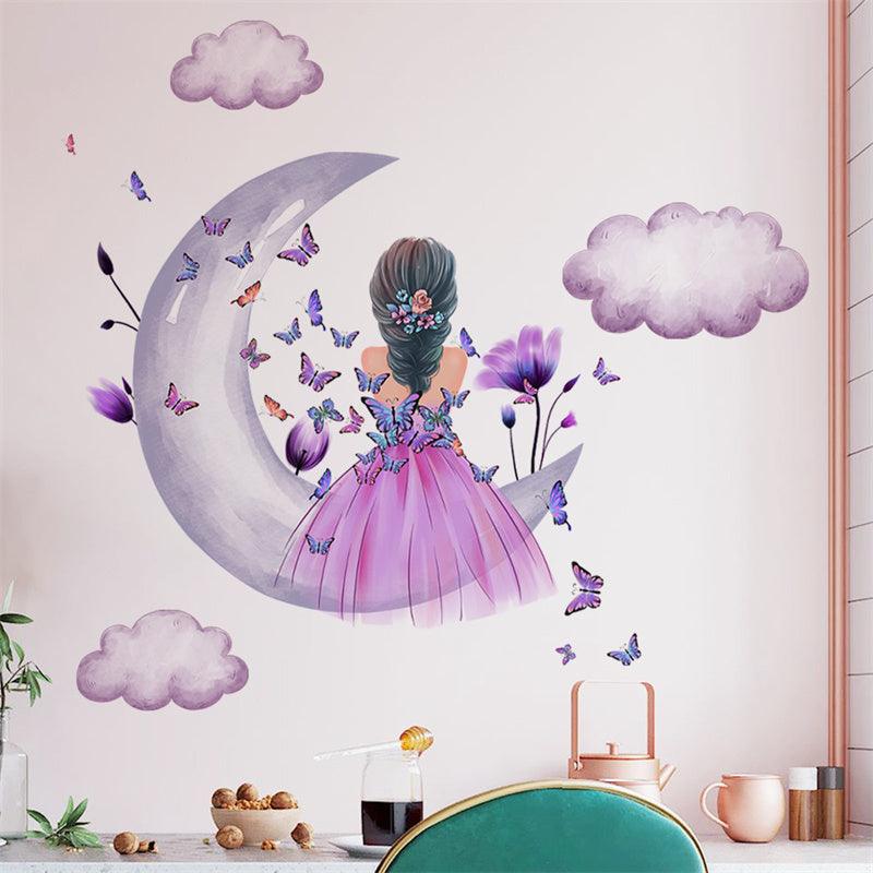 Lisslune | Celestial Butterfly Maiden PVC Wall Decor Sticker for Dreamy Room Transformation