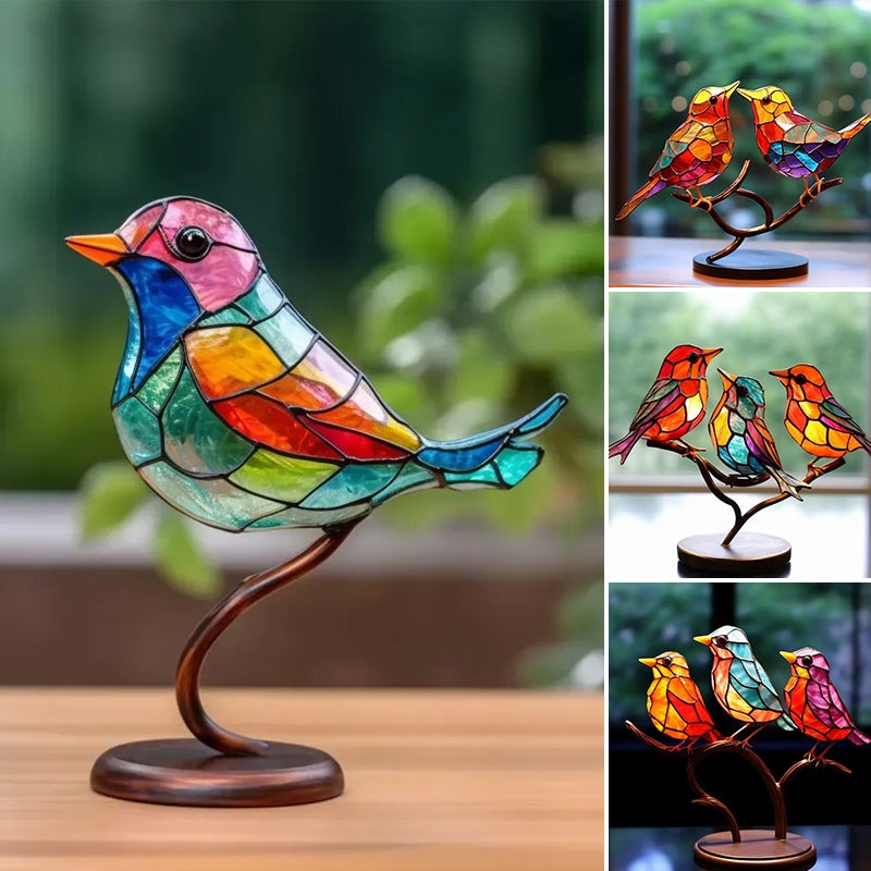 Lisslune | Birds on Branches Stained Glass Ornaments