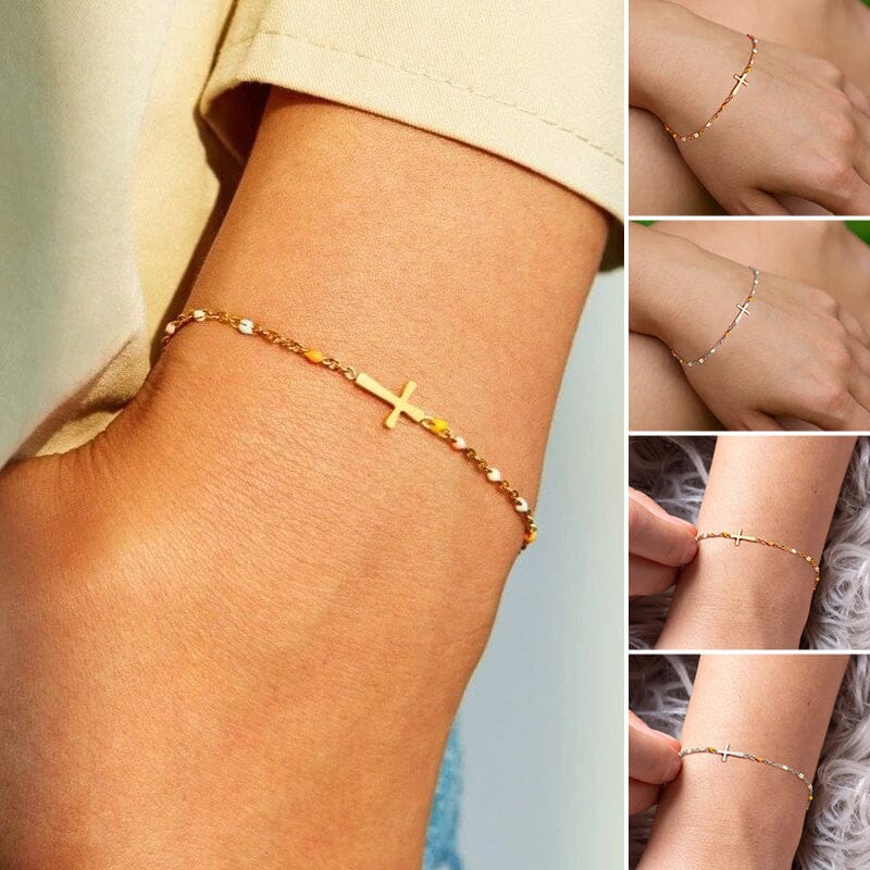 Lisslune | Adjustable Cross Bracelet for Friendship & Faith – Silver or Gold – Gift Box Option