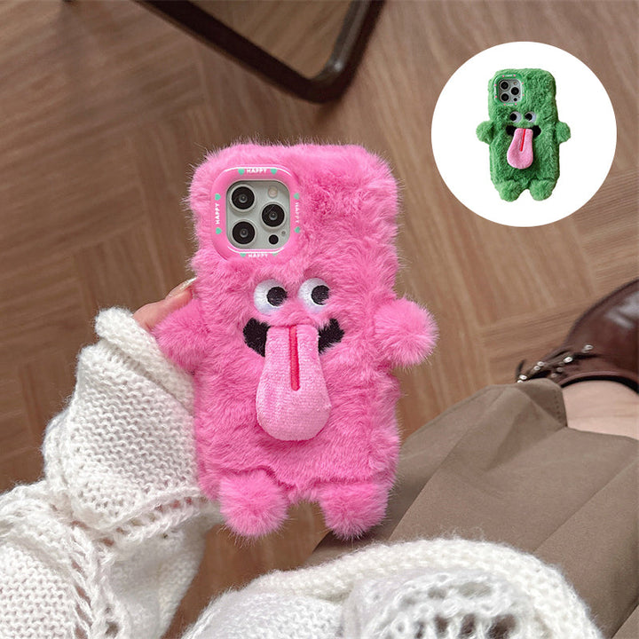 Lisslune | Funny Tongue Sticking Out Plush Phone Case For iPhone