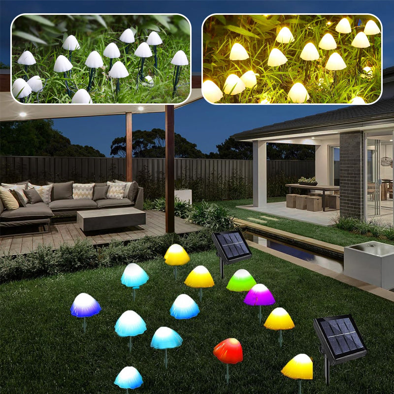 Lisslune | LED Solar String Lights Ground Stake Mushroom Lights