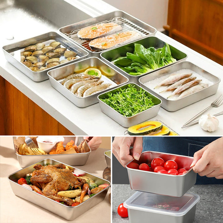 Lisslune | Stainless steel square plate (with lid)