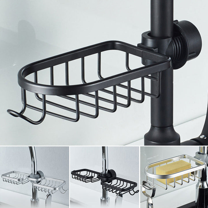 Lisslune | Shower holder for Shampoo & Soap – Stainless Aluminium – Silver or Black – No Drilling