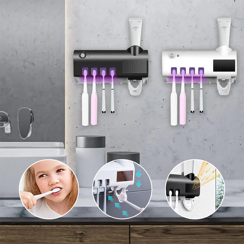 Lisslune | Smart UV Light Sterilizer Toothbrush Holder, Wall Mounted Toothpaste Dispenser