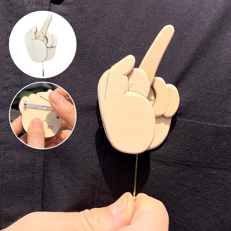 Lisslune | Funny Wooden Finger Brooch