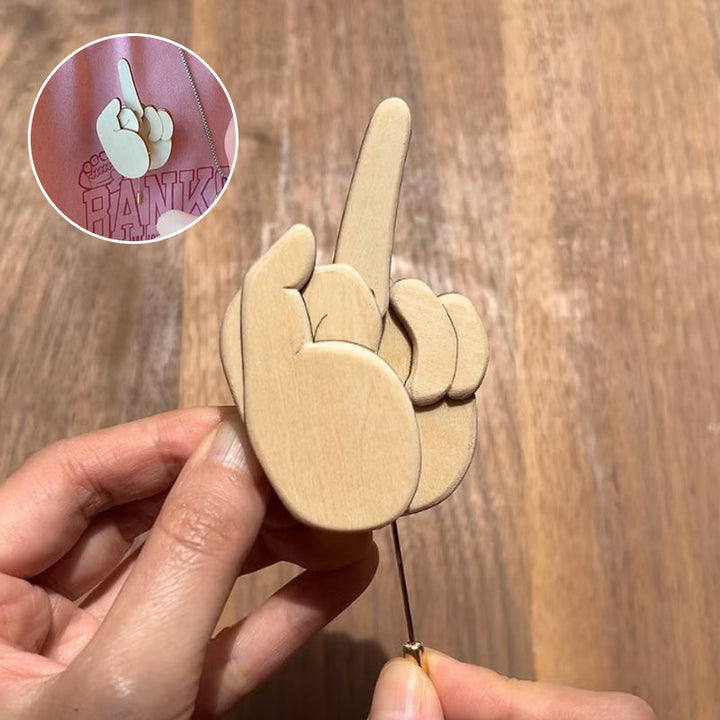 Lisslune | Funny Wooden Finger Brooch