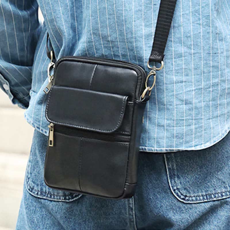 Lisslune | Men’s Small Genuine Leather Shoulder Bag – Compact Crossbody with Adjustable Strap