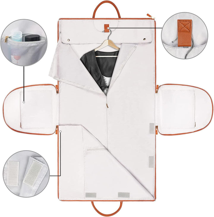 Lisslune | GARMENTGO Travel Garment Bag – Foldable PU Leather Suit Carrier for Wrinkle-Free & Stylish Travel