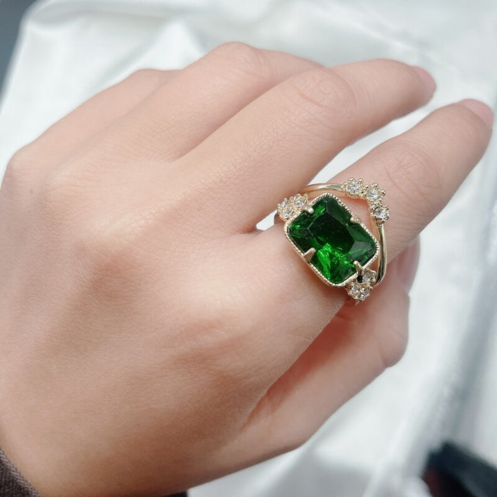 Lisslune | Fashion Exquisite Luxury Popular Shiny Green High Quality Zircon Wedding Ring