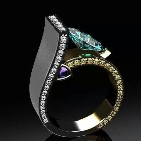 Lisslune | Fashion New Ring With Red Stones For Women Vintage Crystal Zircon Rings