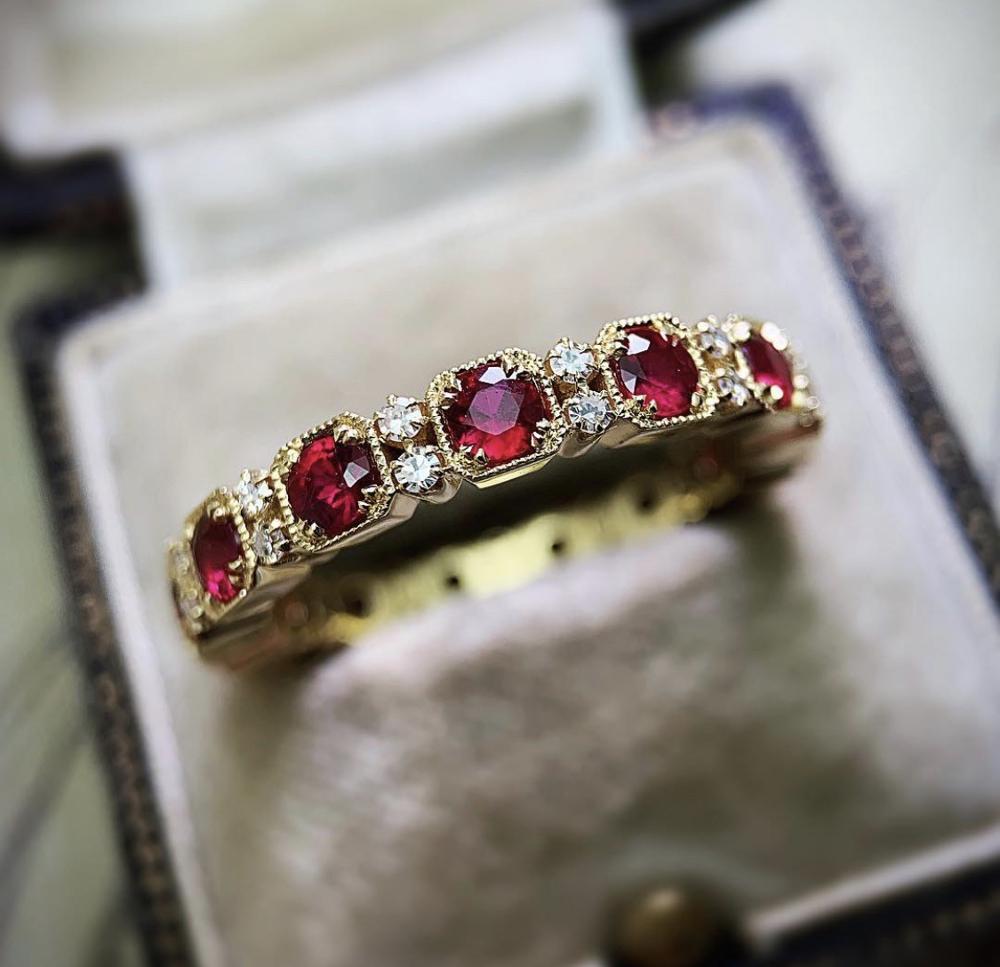 Lisslune | Fashion New Ring With Red Stones For Women Vintage Crystal Zircon Rings