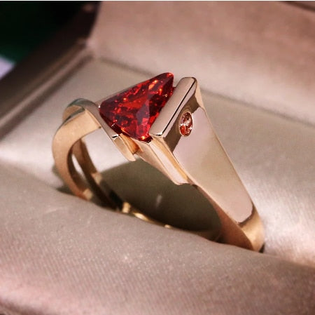 Lisslune | Fashion New Ring With Red Stones For Women Vintage Crystal Zircon Rings