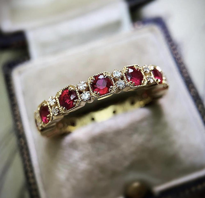 Lisslune | Fashion New Ring With Red Stones For Women Vintage Crystal Zircon Rings