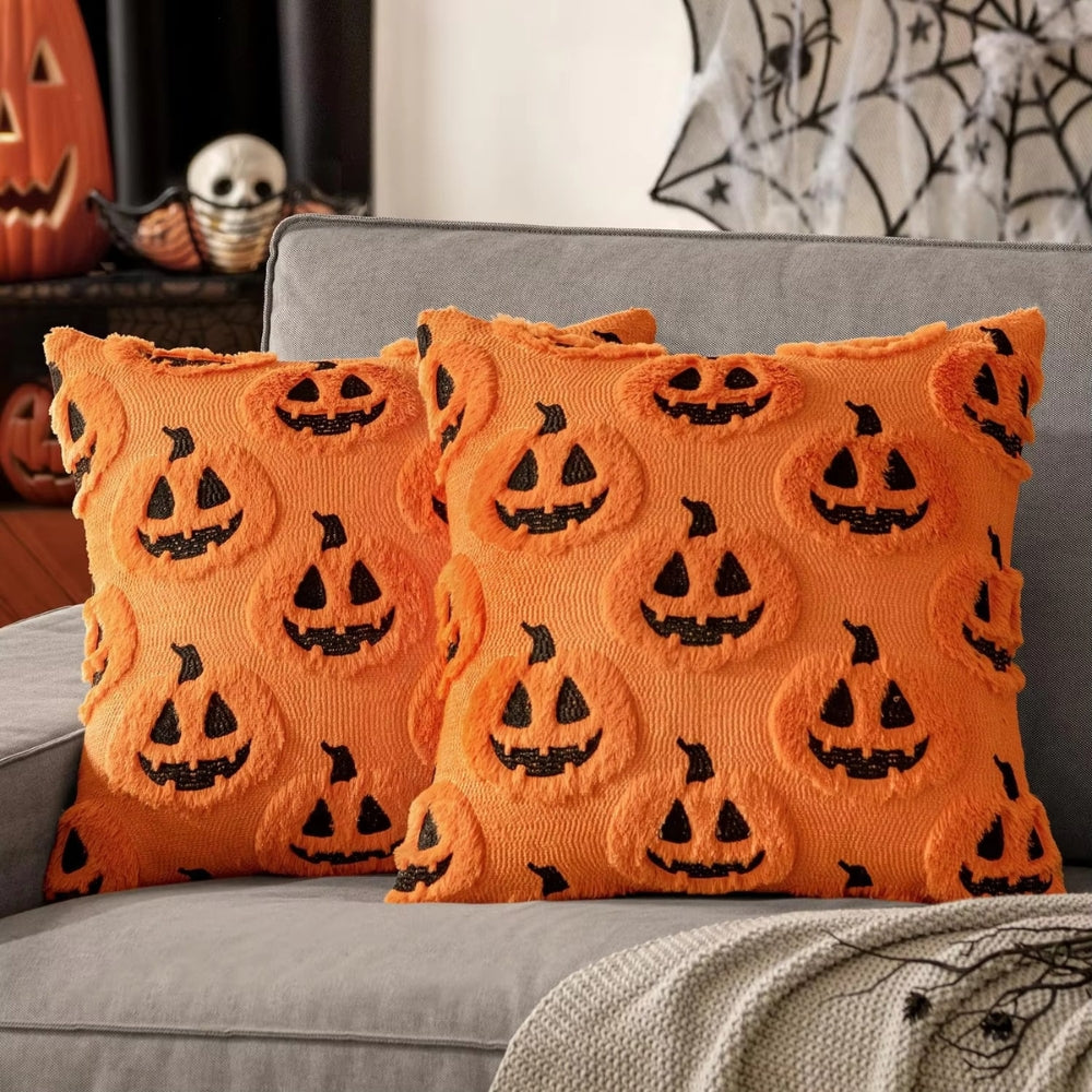 Lisslune | Synthetic Fleece Halloween Pumpkin Cushion Cover