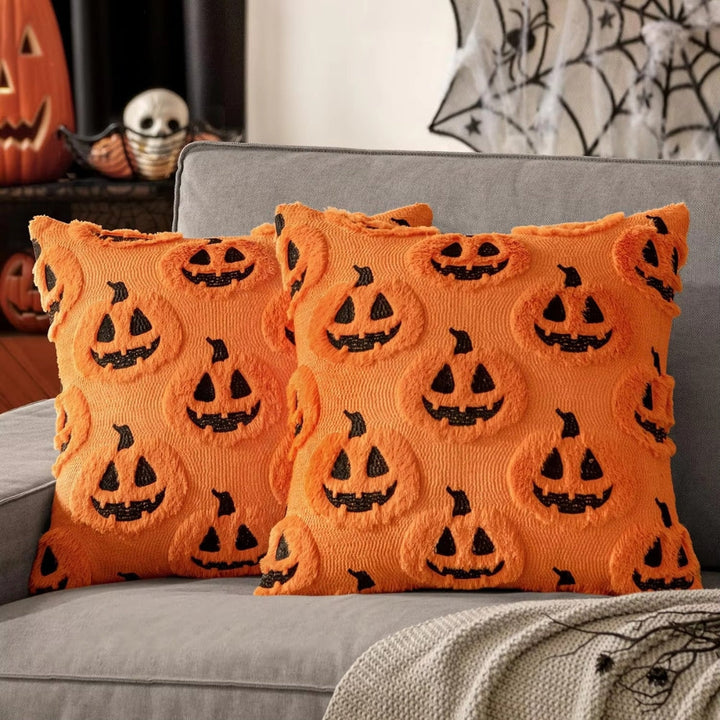 Lisslune | Synthetic Fleece Halloween Pumpkin Cushion Cover