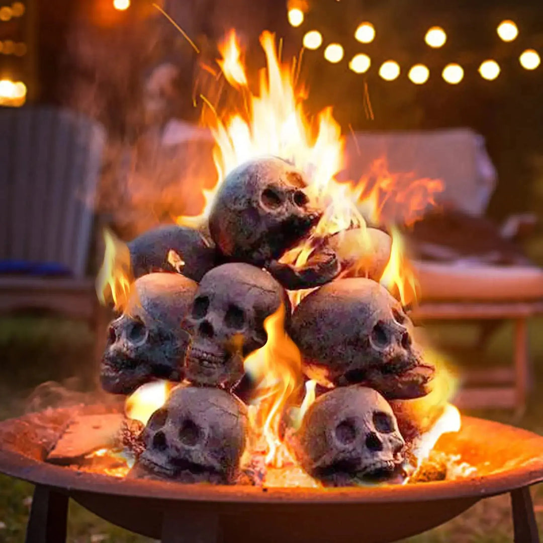 Lisslune | SkullFire Ornament – Fireproof Skull Figurine made of Resin for Gothic & Halloween Decoration