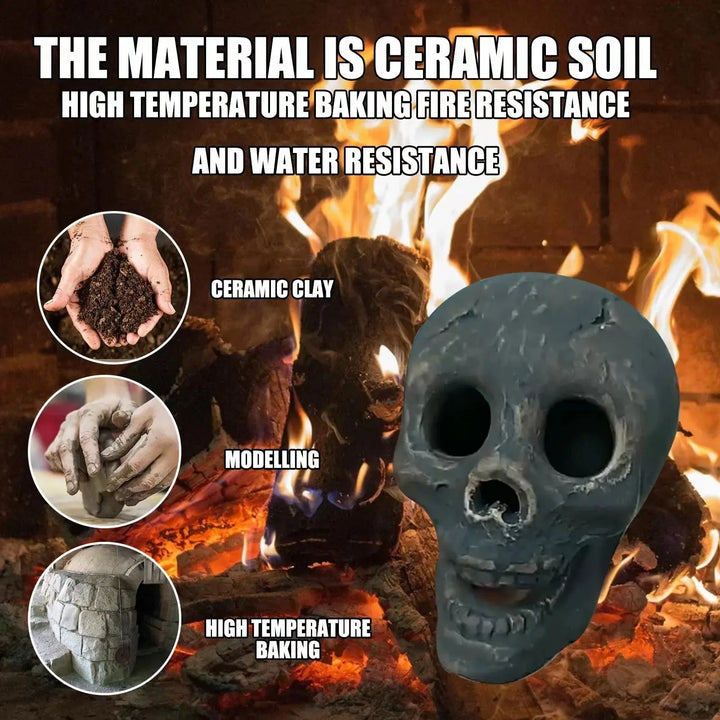 Lisslune | SkullFire Ornament – Fireproof Skull Figurine made of Resin for Gothic & Halloween Decoration