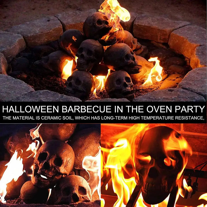 Lisslune | SkullFire Ornament – Fireproof Skull Figurine made of Resin for Gothic & Halloween Decoration