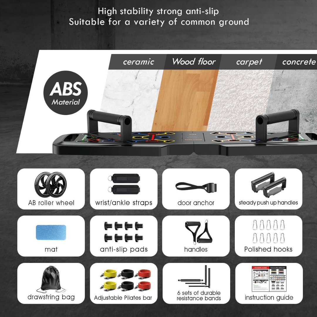 Lisslune | Complete Fitness Set for Home with Resistance Bands & AB Roller