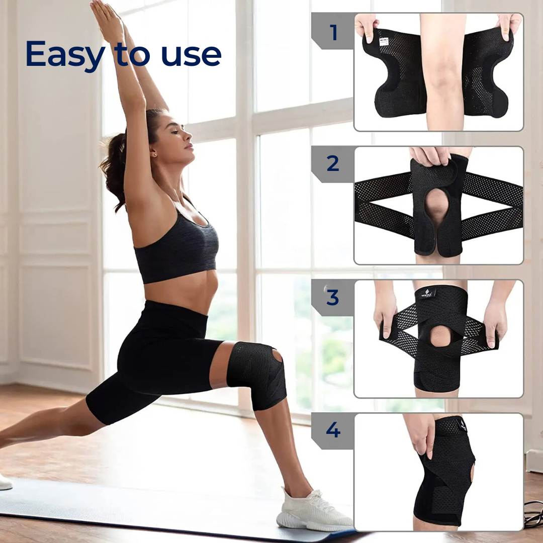 Lisslune | Knee Pads for Pain Relief | Support Compression Springs & Adjustable Tension Strap for Stability and Joint Protection
